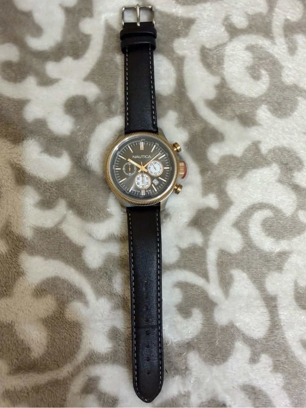 Nautica NCT 14 Sport Chronograph Men's Watch 44mm Gray Dial Leather N21031G